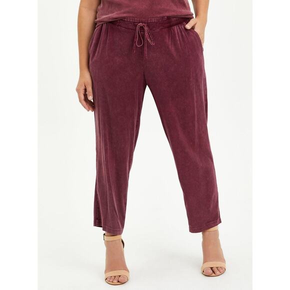 New Torrid Relaxed Taper Stretch Challis High Rise Tie Front Pant Trouser 1X - Picture 1 of 7